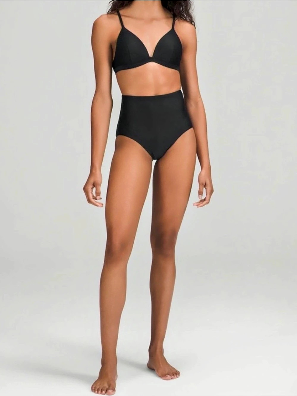 NWT Lululemon Waterside High Waisted Skimpy Bikini Bottom, Black, Size 2